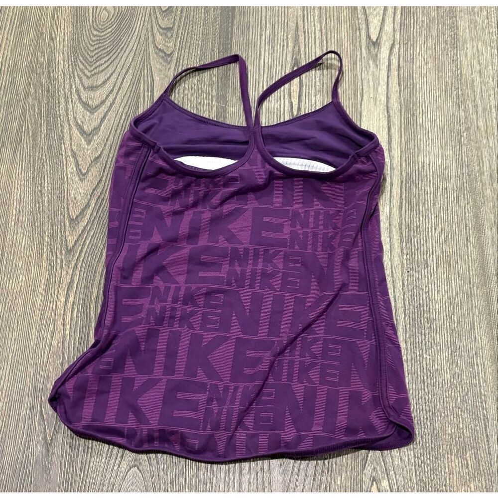 Nike Womens Dri-Fit Athletic Tank Top Logo Print Spaghetti Strap Purple Size S - Picture 4 of 4
